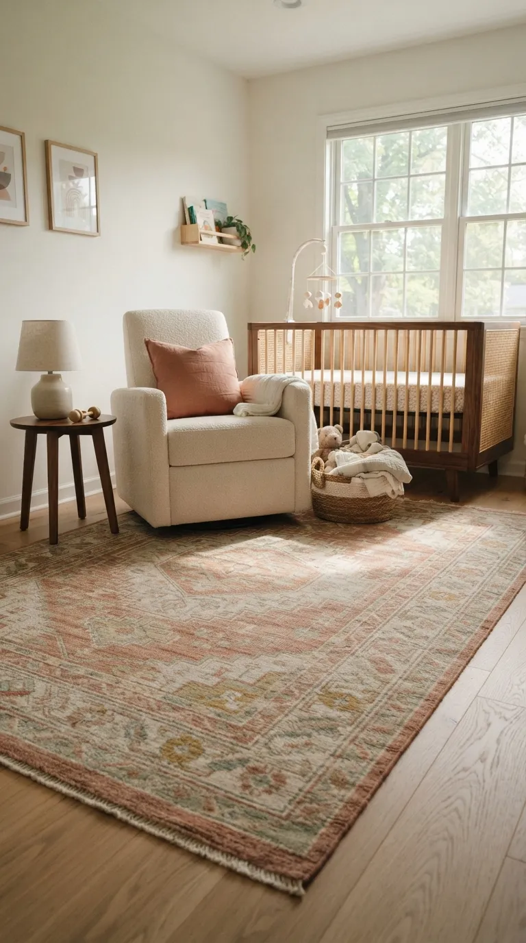 gender neutral nursery decor ideas Patterned Nursery Rug