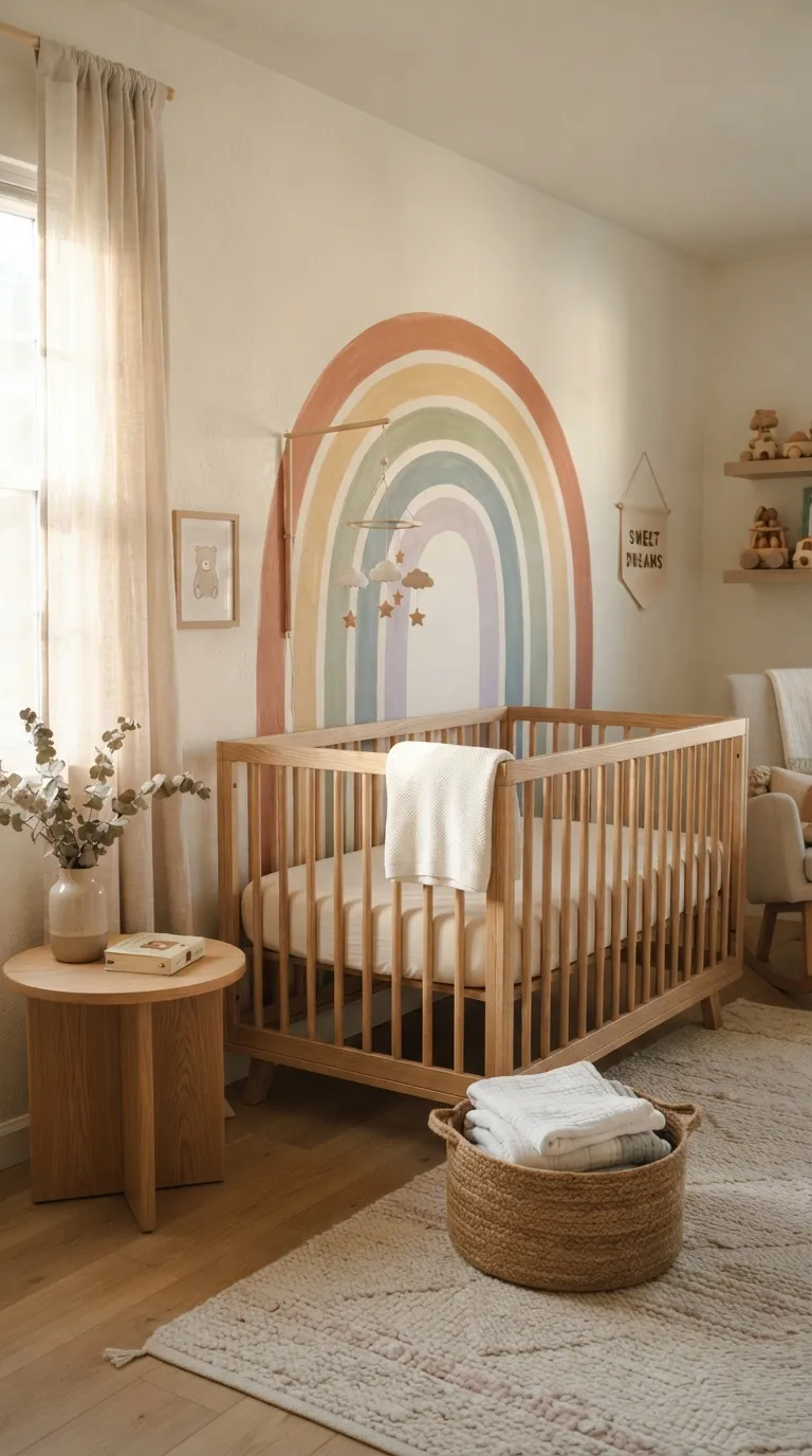 gender neutral nursery decor ideas Rainbow Accent Wall