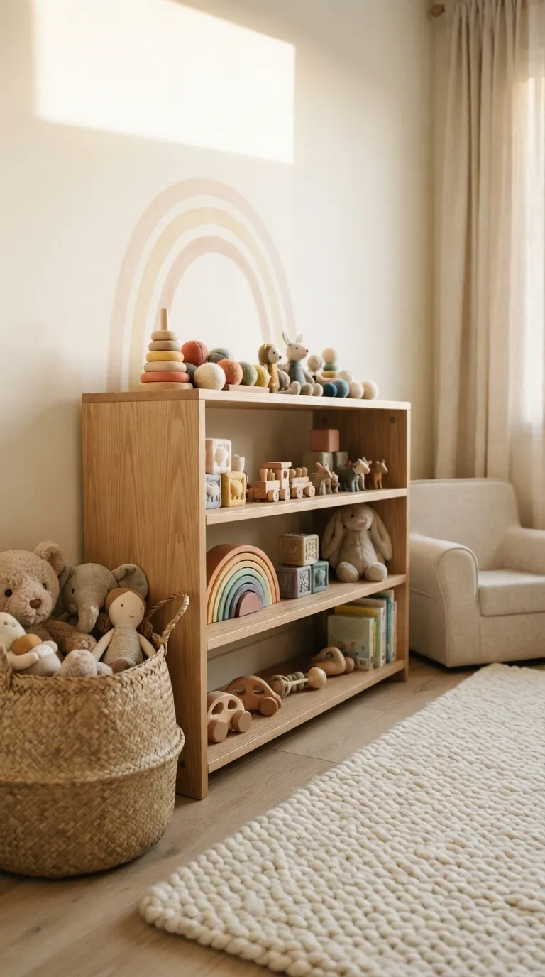 gender neutral nursery decor ideas Rainbow Toy Display