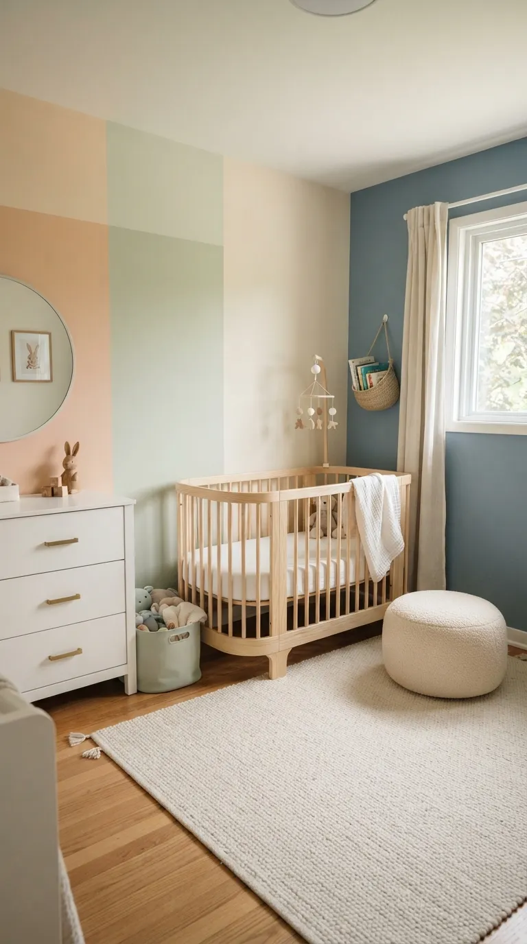 gender neutral nursery decor ideas Soft Color Blocking