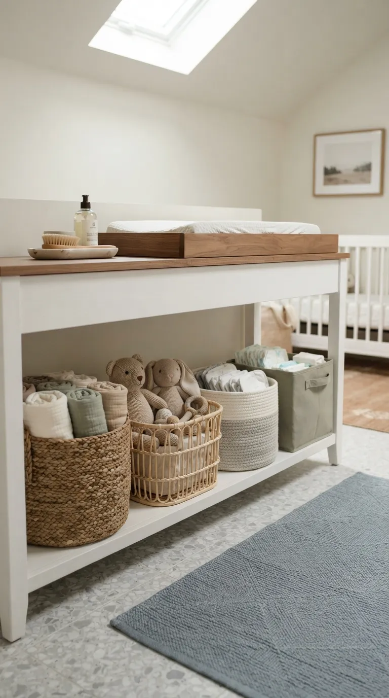 gender neutral nursery decor ideas Woven Storage Baskets