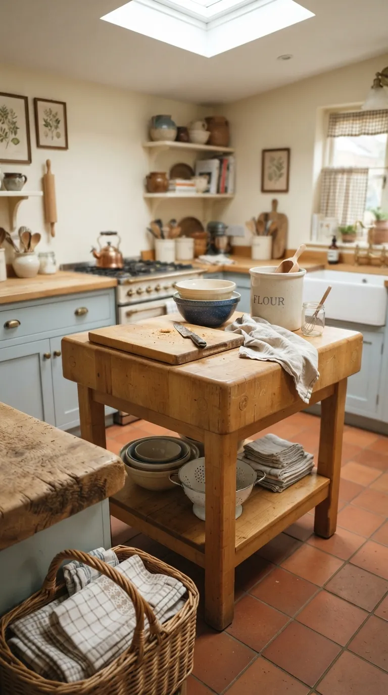 Grandma Core Kitchen A Butcher-Block Prep Table