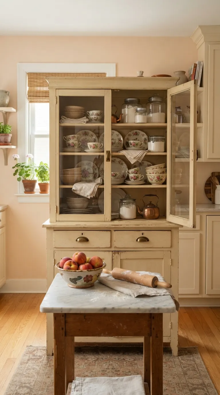 Grandma Core Kitchen A Freestanding Vintage Kitchen Hutch