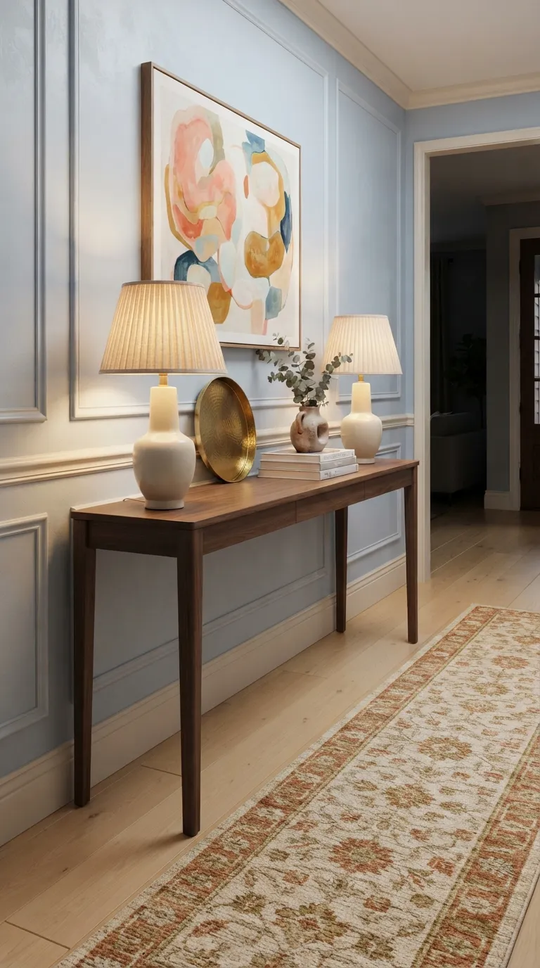 hallway lighting ideas for a cozy home Console Lamp Pair