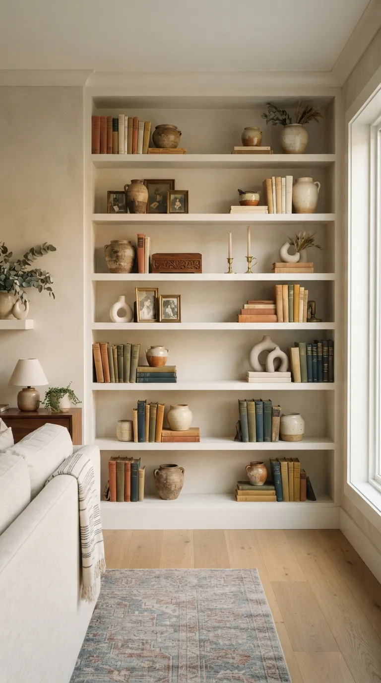 how to decorate with vintage finds Build A Collected Shelf