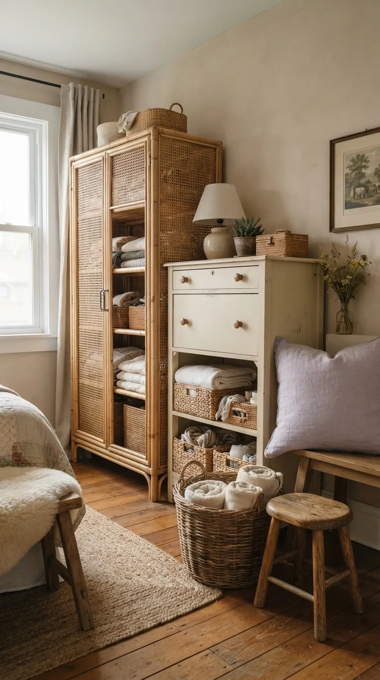 how to decorate your home in cottagecore style Choose Wicker Storage