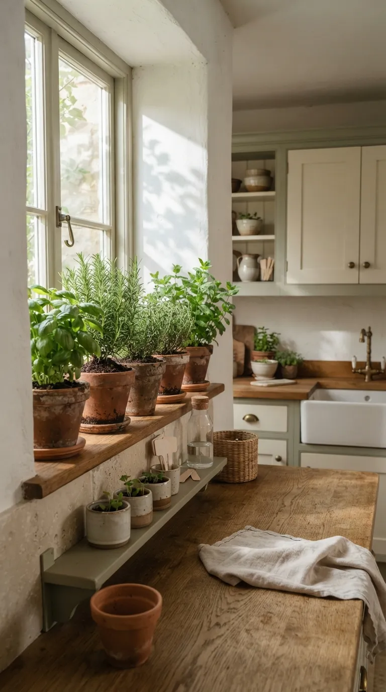 how to decorate your home in cottagecore style Grow a Kitchen Herb Corner
