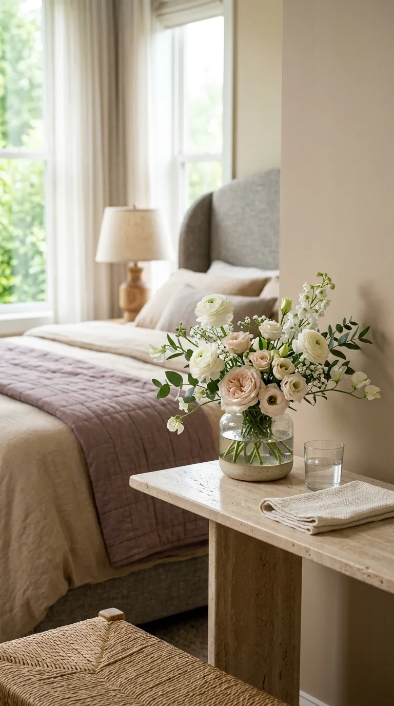 how to make a guest room feel like a hotel Fresh Floral Arrangement