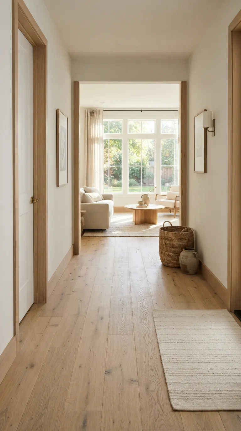how to make a narrow hallway look wider Continuous Flooring