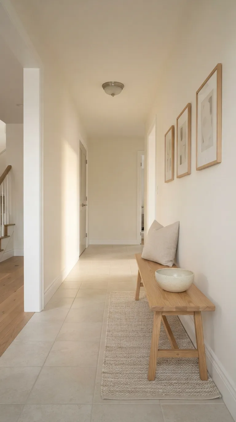 how to make a narrow hallway look wider Light Wall Colors