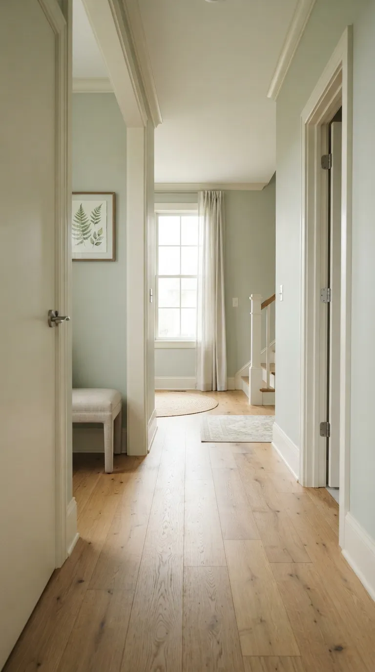 how to make a narrow hallway look wider Paint the Trim Light