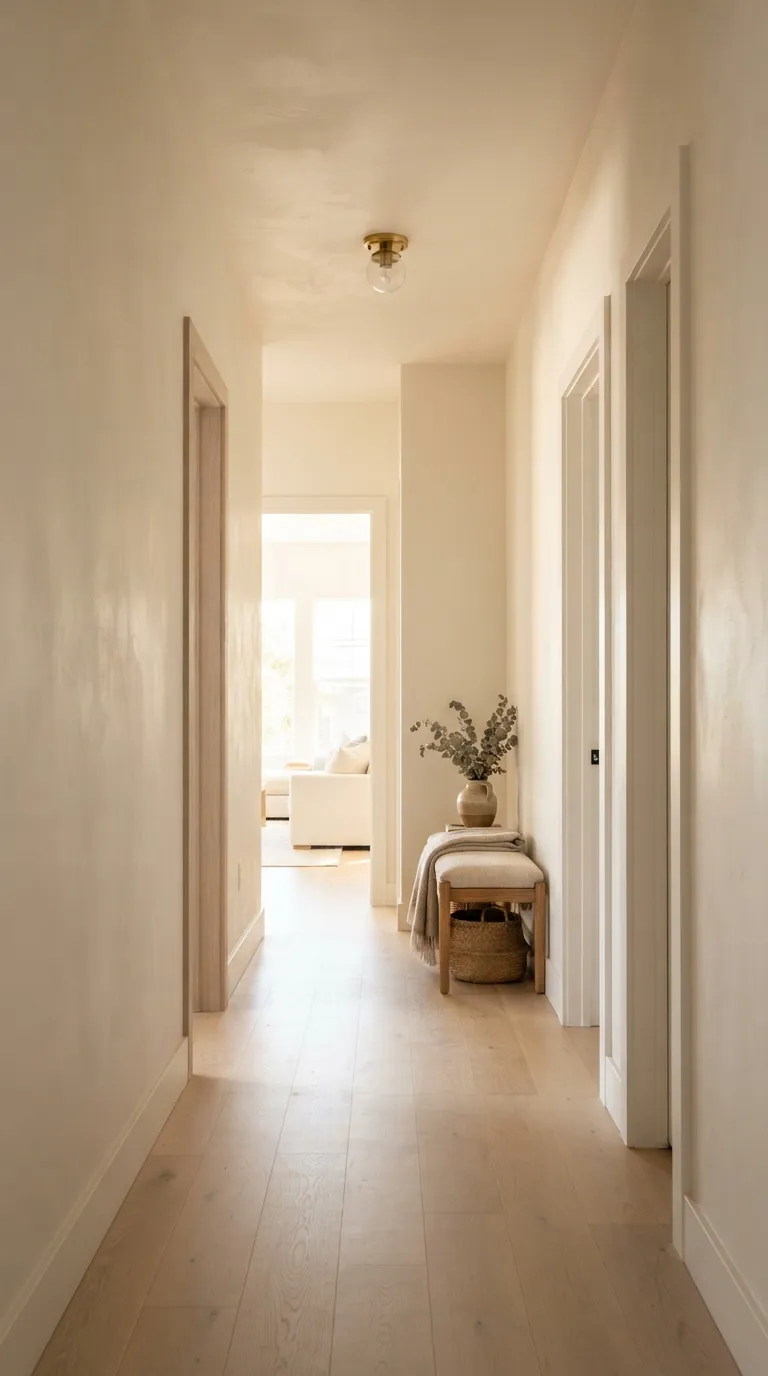 how to make a narrow hallway look wider Pale Ceiling Paint
