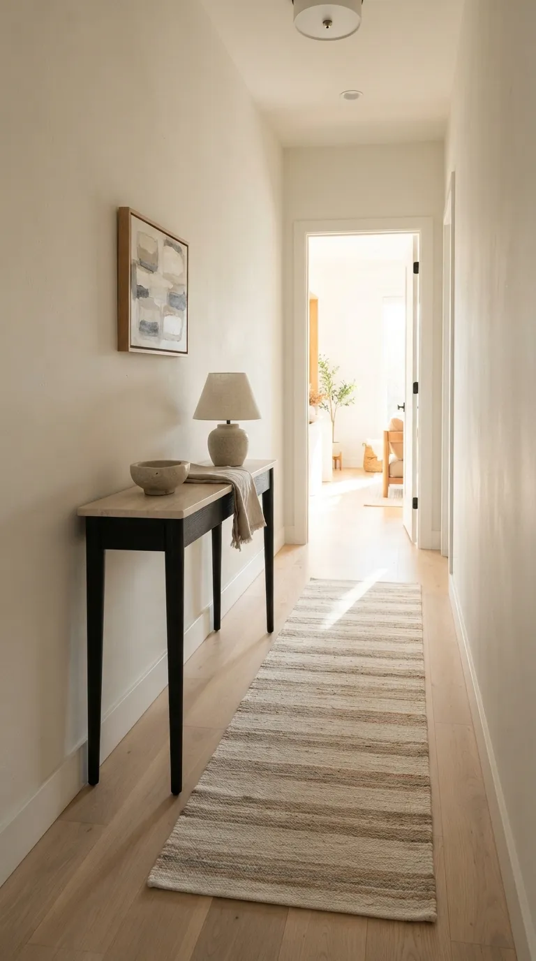 how to make a narrow hallway look wider Slim Console Tables