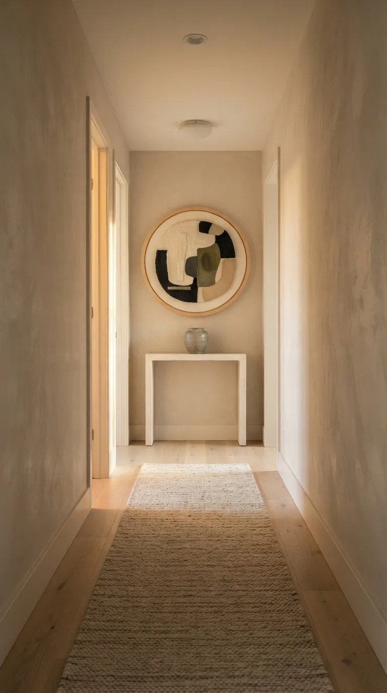 how to make a narrow hallway look wider Use One Strong Focal Point