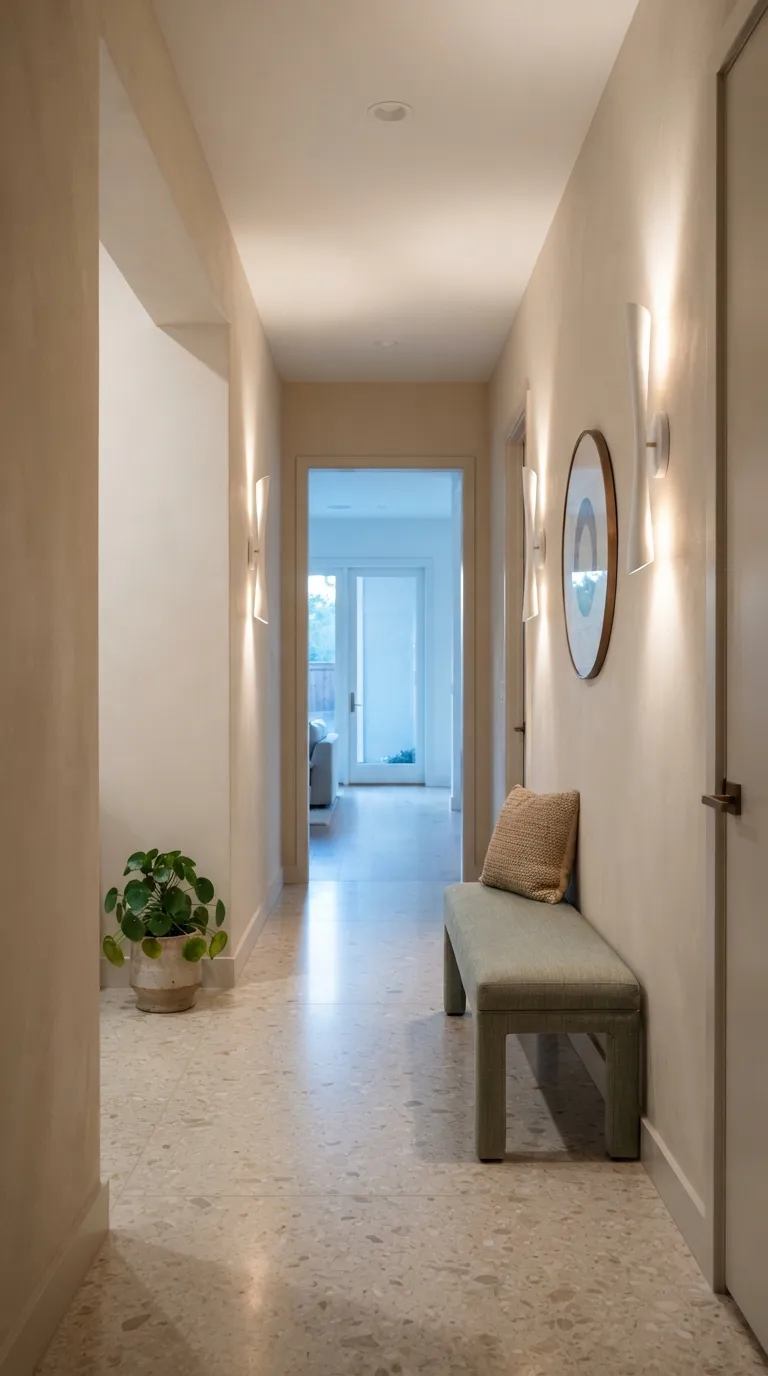 how to make a narrow hallway look wider Wall Sconces