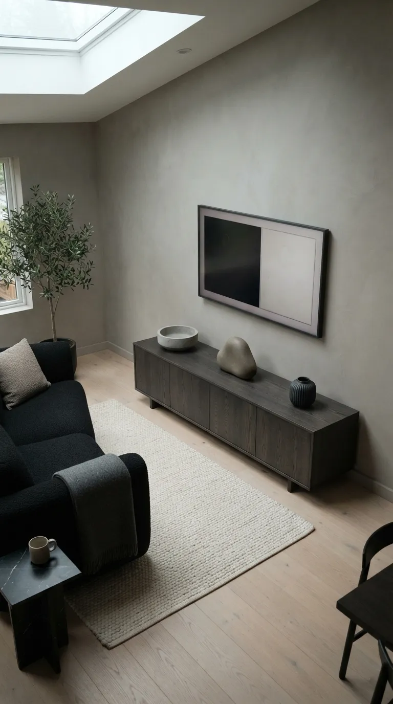 how to style a tv stand with decor Create a Minimalist Monochrome Setup