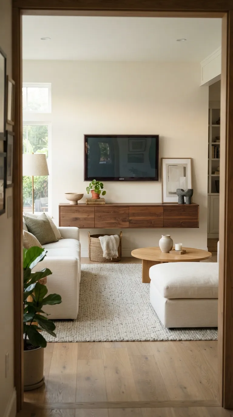how to style a tv stand with decor Finish With a Curated Everyday Mix