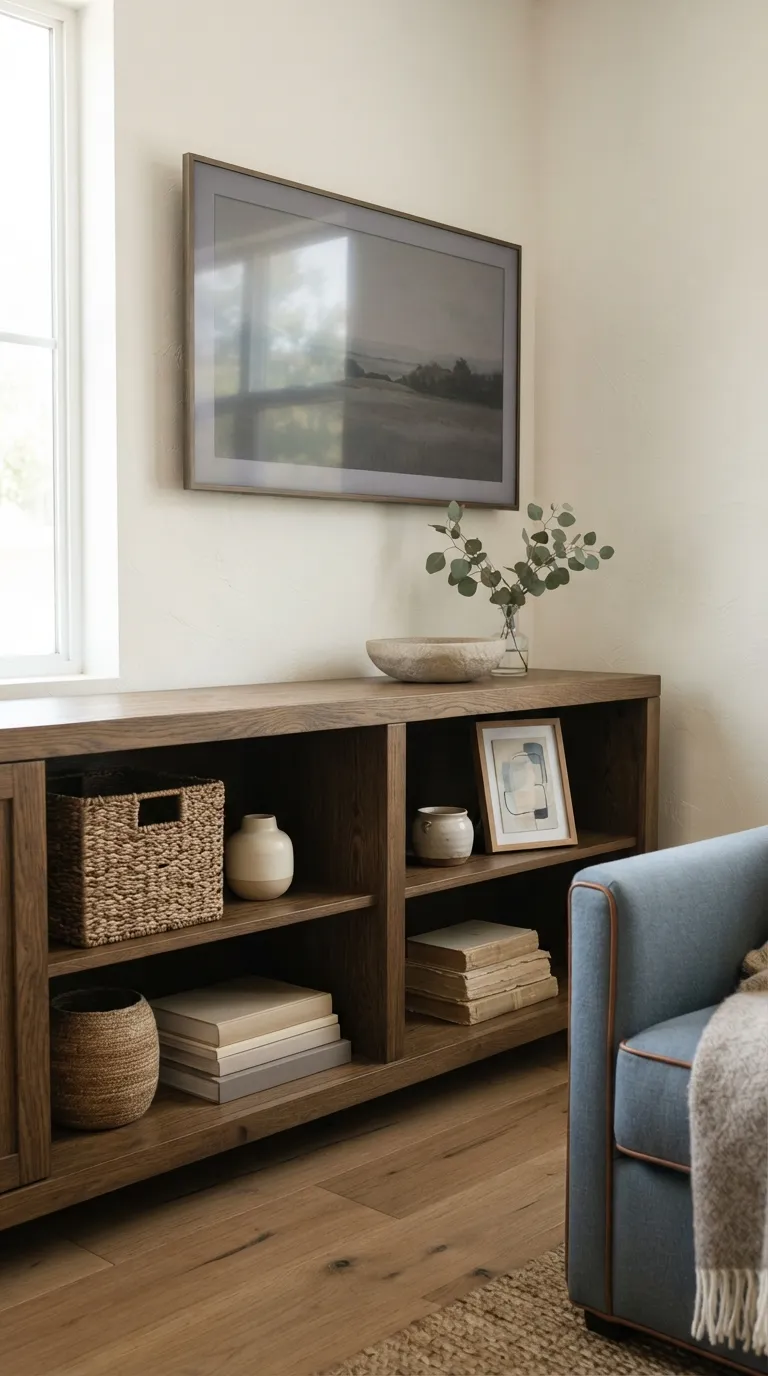 how to style a tv stand with decor Style Open Shelving With Purpose
