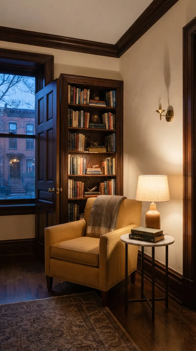 librarian home aesthetic Add Dark Wood Trim