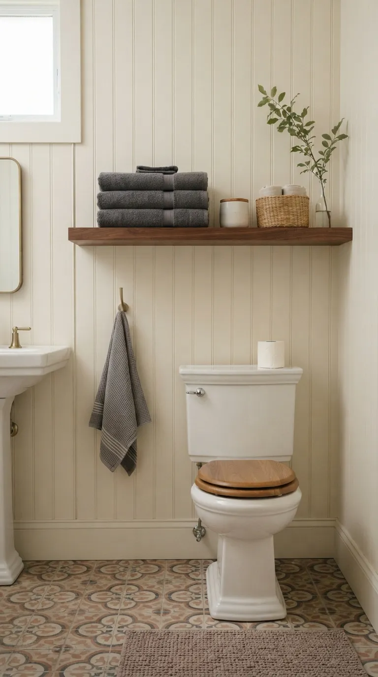 minimalist bathroom storage ideas Hang a Narrow Shelf Above the Toilet