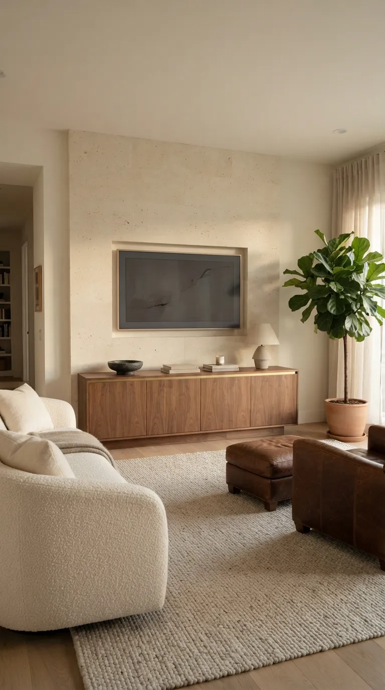 minimalist tv stand ideas Luxe Layered Finish