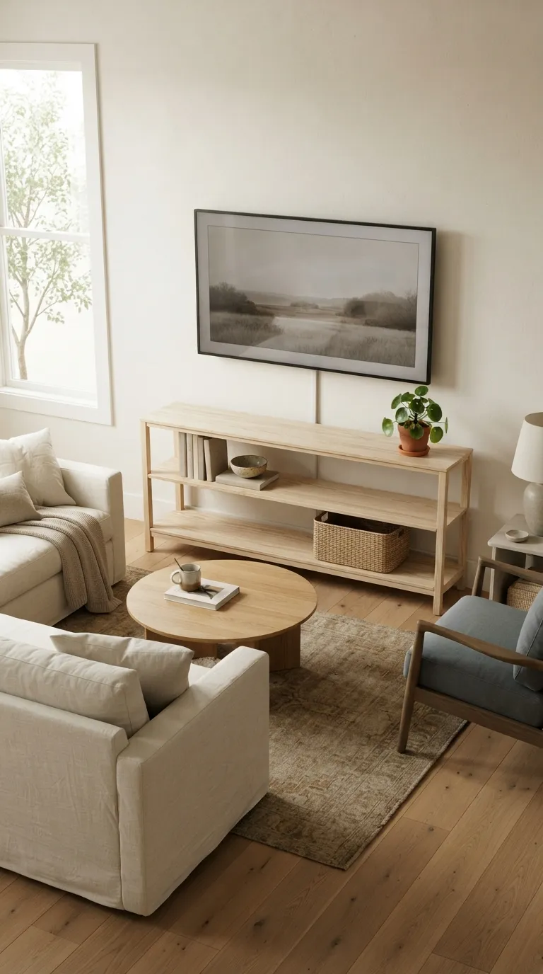 minimalist tv stand ideas Open Shelf Styling