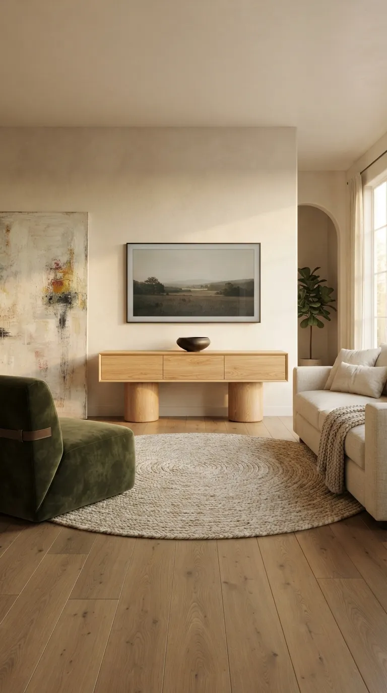 minimalist tv stand ideas Sculptural Pedestal Base
