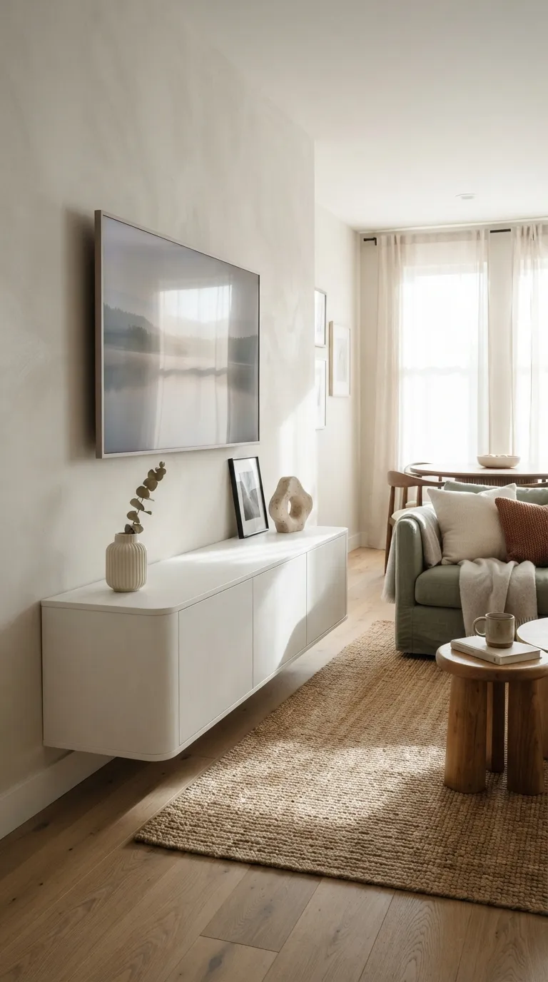 minimalist tv stand ideas Slimline White Console