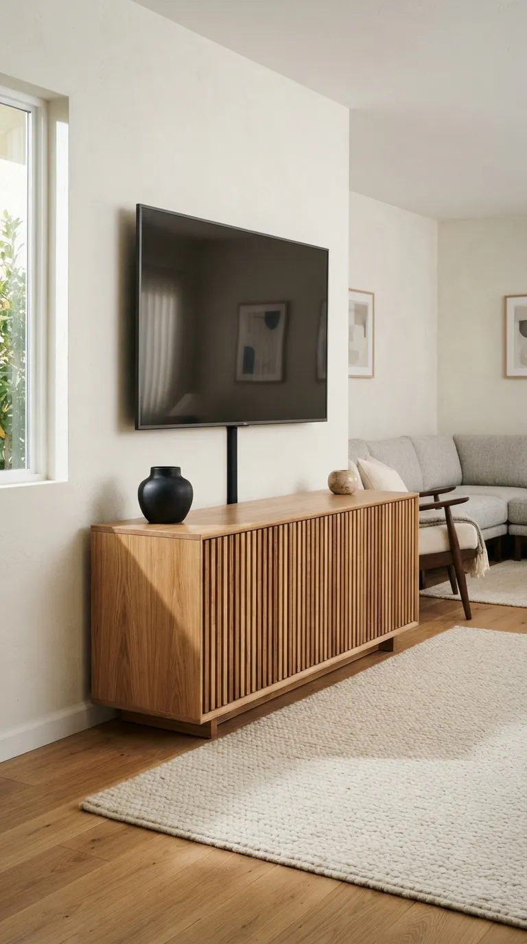 minimalist tv stand ideas Vertical Slat Detail