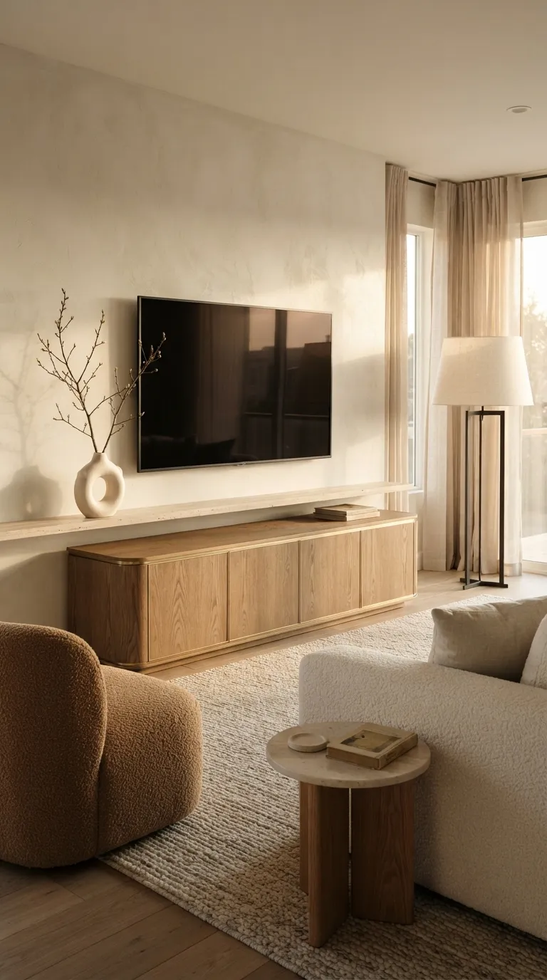 minimalist tv stand ideas Warm Minimalist Luxe