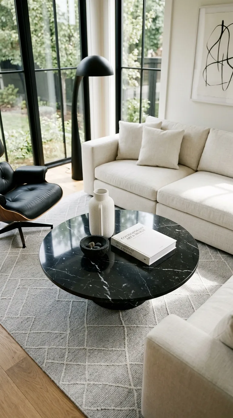 modern coffee table centerpiece ideas Black and White Contrast