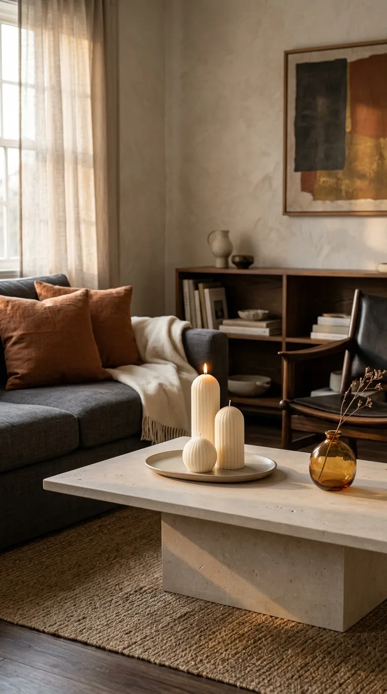 modern coffee table centerpiece ideas Candle Trio