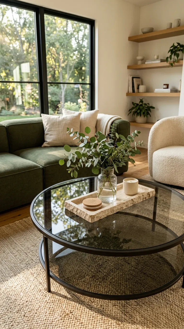 modern coffee table centerpiece ideas Low Greenery Tray