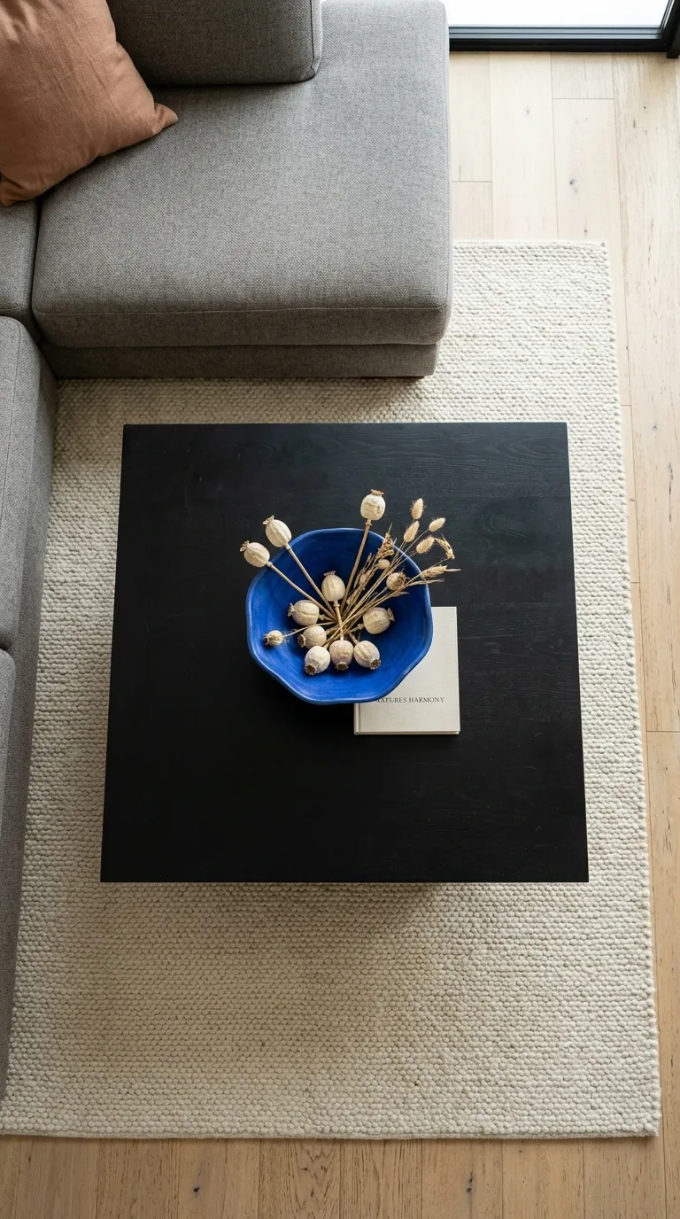 modern coffee table decor on a budget Bold Blue Centerpiece