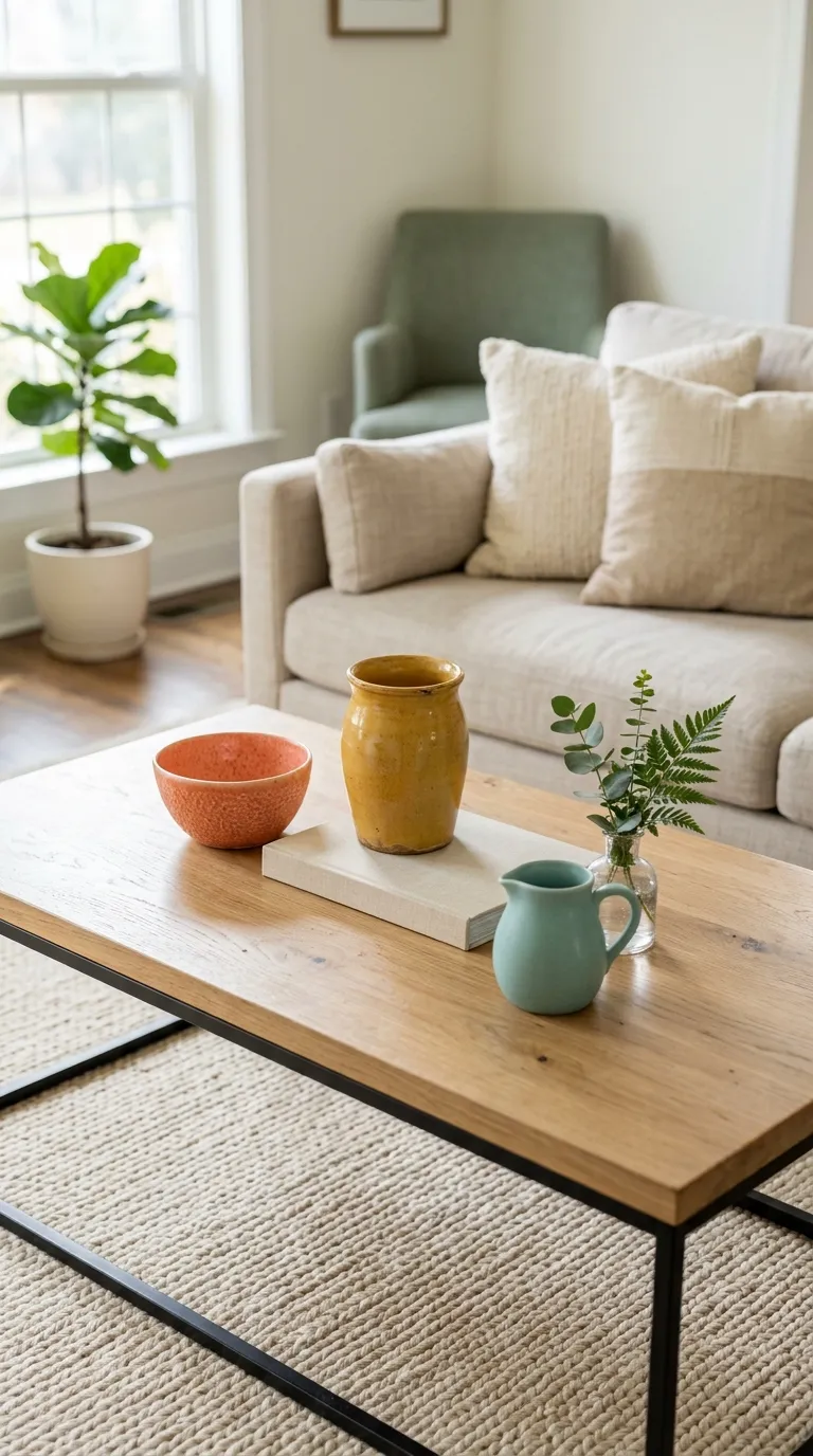modern coffee table decor on a budget Bright Ceramic Trio