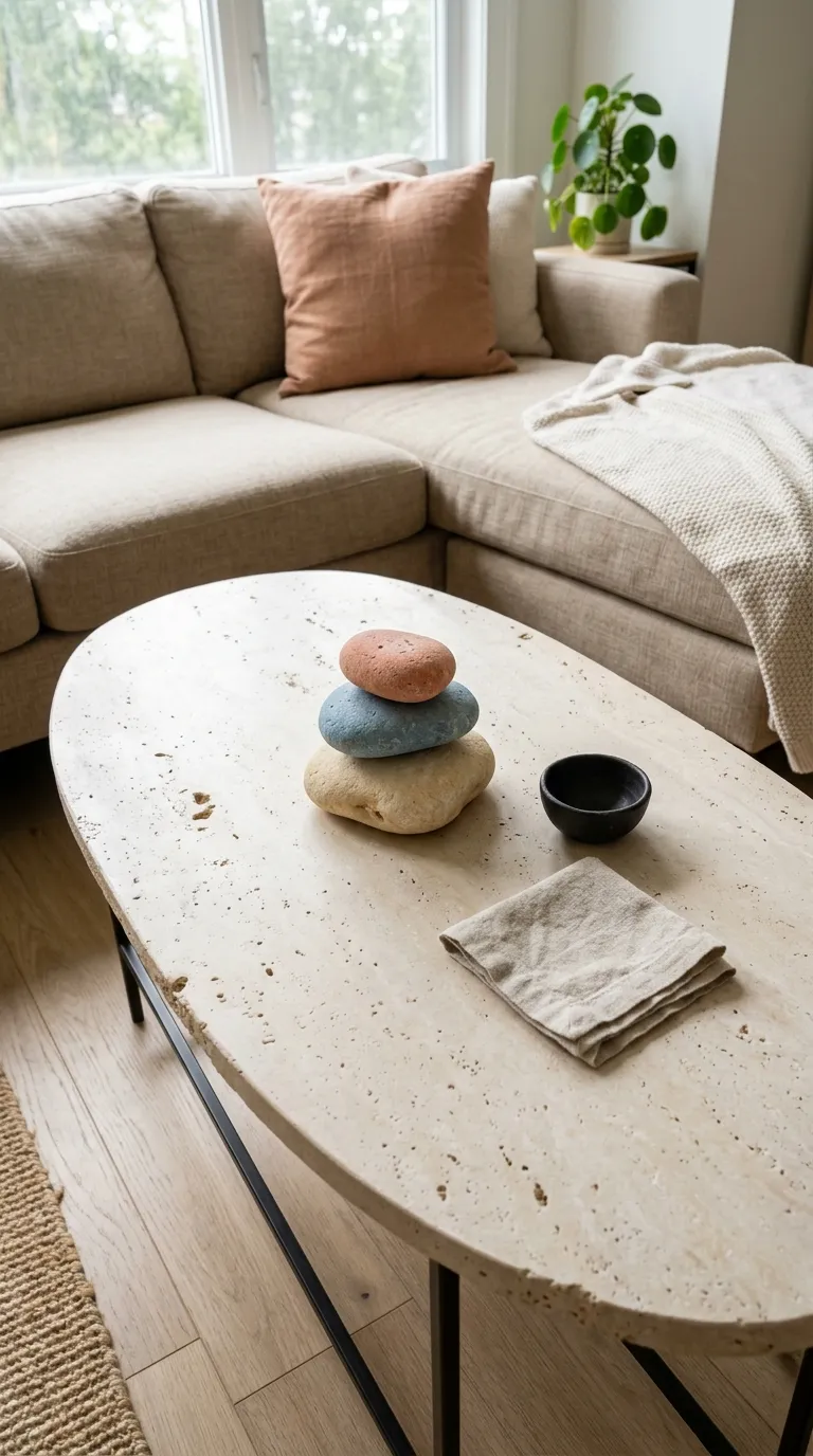 modern coffee table decor on a budget Colorful Stone Stack