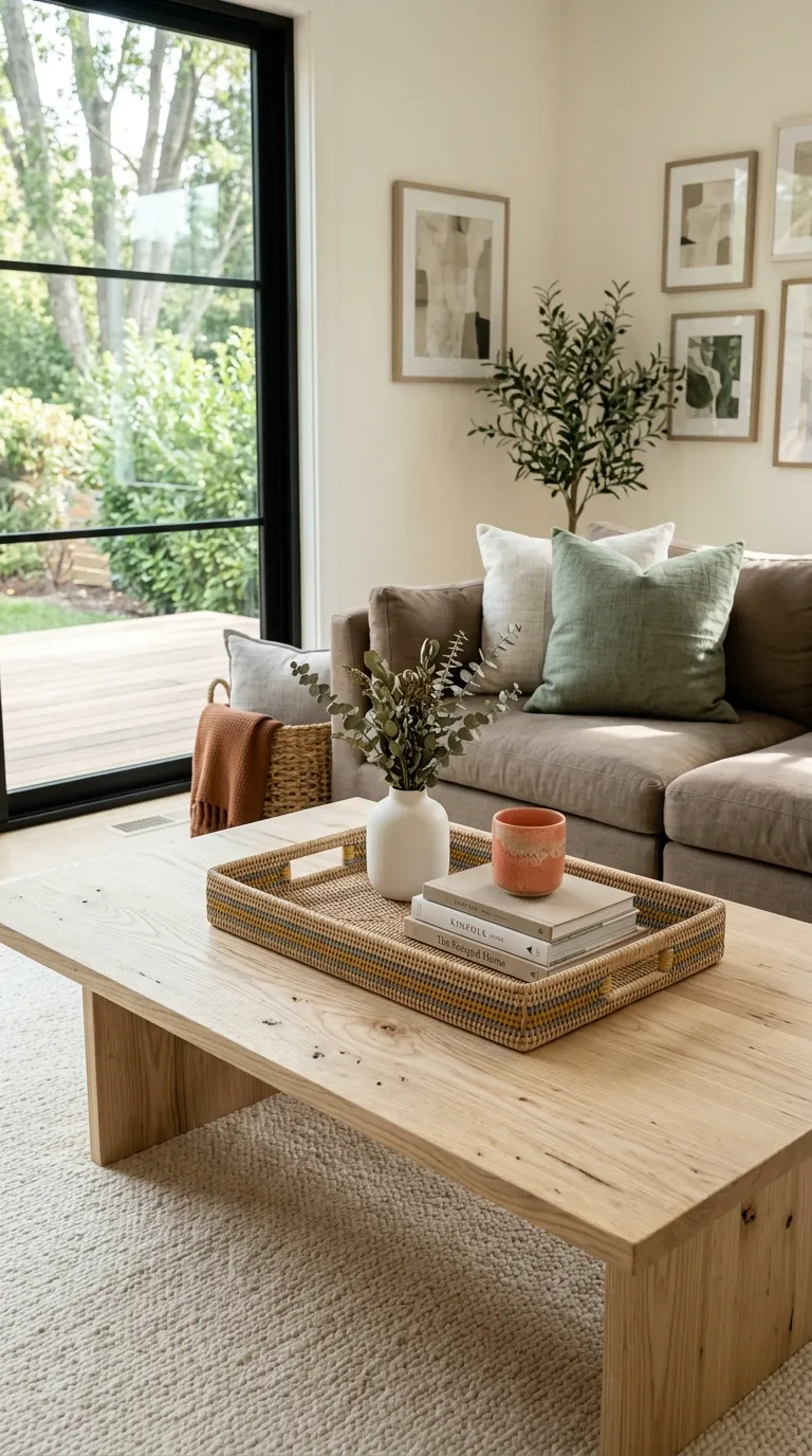 modern coffee table decor on a budget Woven Tray Base