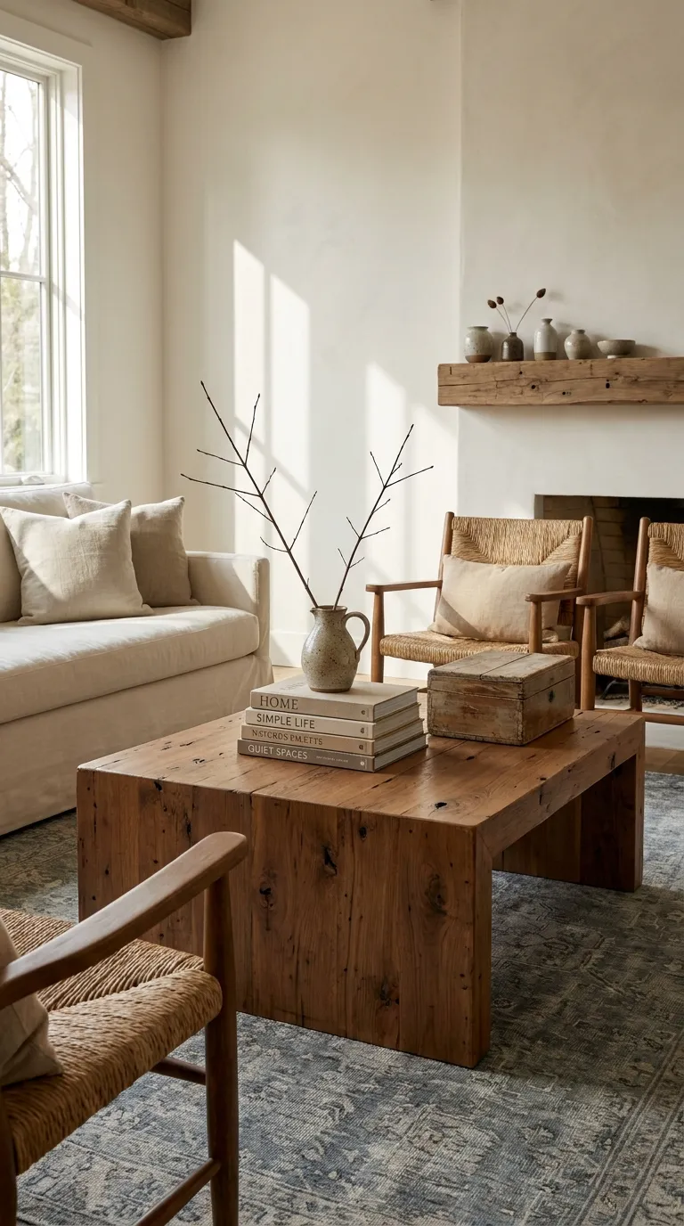 modern farmhouse coffee table decor ideas Style A Rustic Stack