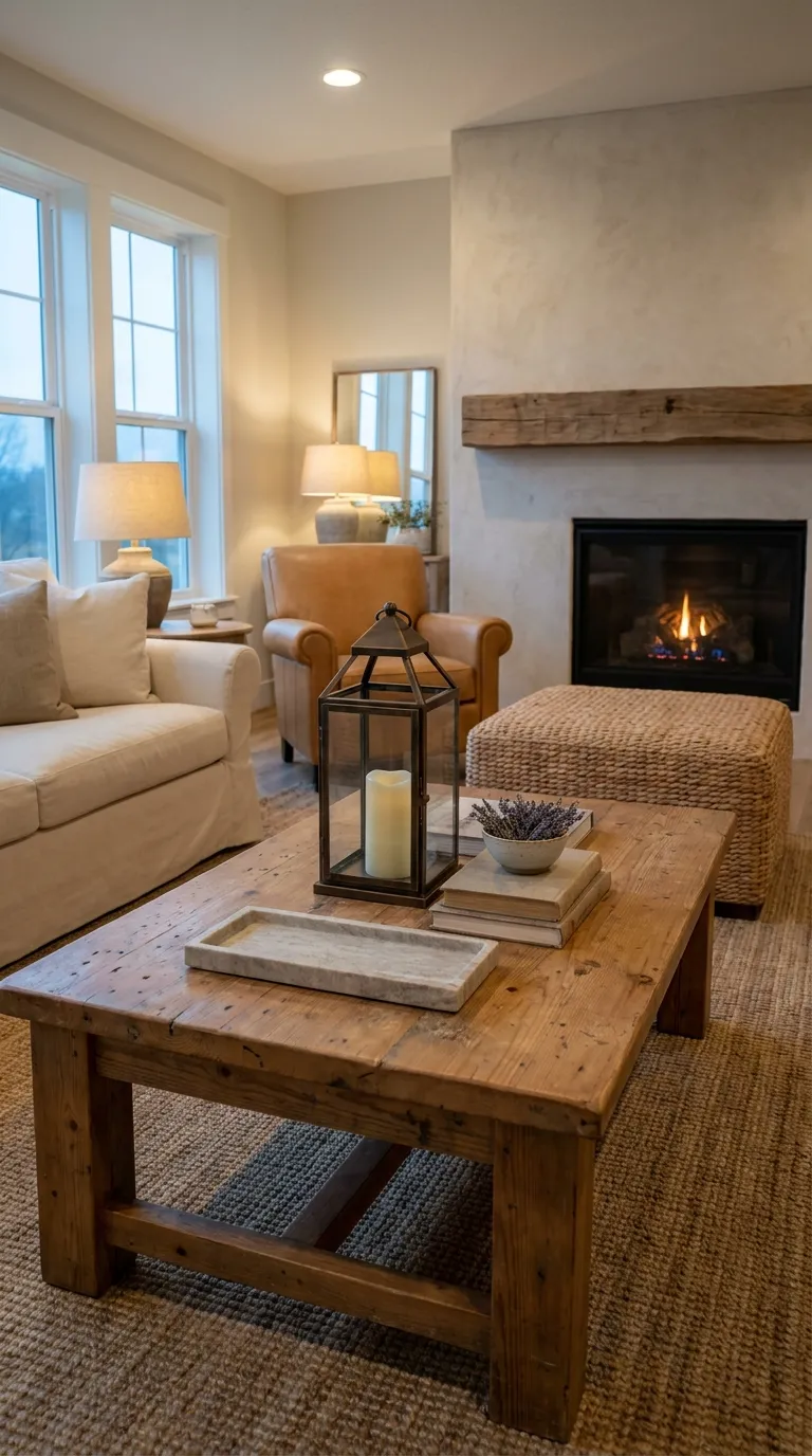 modern farmhouse coffee table decor ideas Try A Farmhouse Lantern