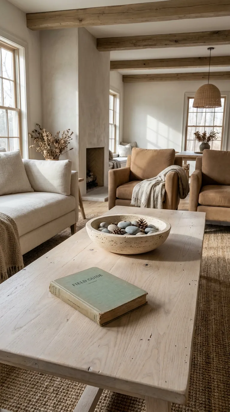 modern farmhouse coffee table decor ideas Use a Low Bowl