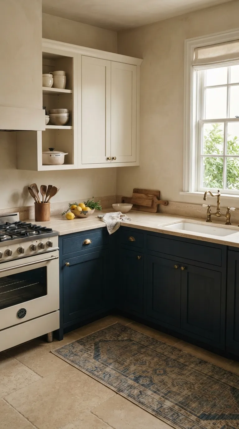 Moody Blue Kitchen Blue And Cream Contrast