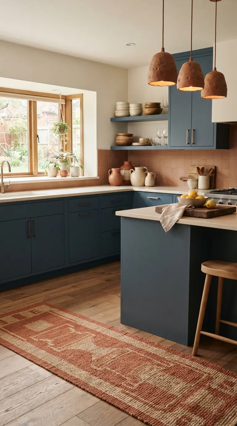 Moody Blue Kitchen Blue And Terracotta Accents