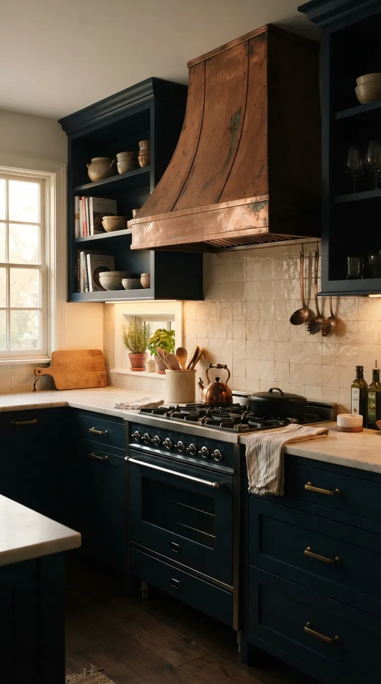 Moody Blue Kitchen Dark Blue Kitchen With Copper