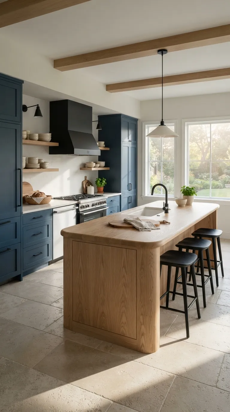 Moody Blue Kitchen Moody Blue With Warm Oak