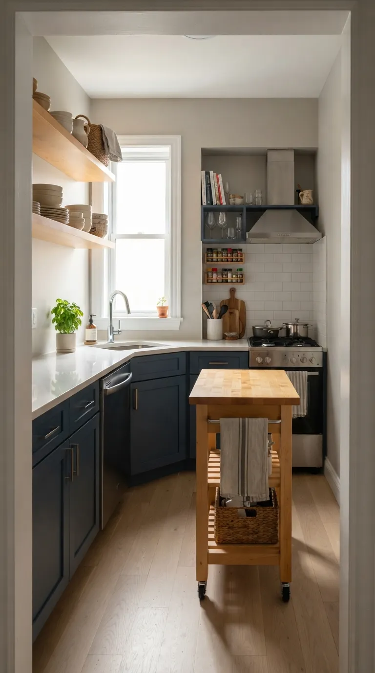 Moody Blue Kitchen Small Kitchen With Blue Cabinets