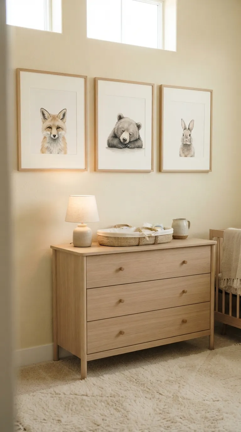 nursery wall decor ideas Framed Animal Portraits