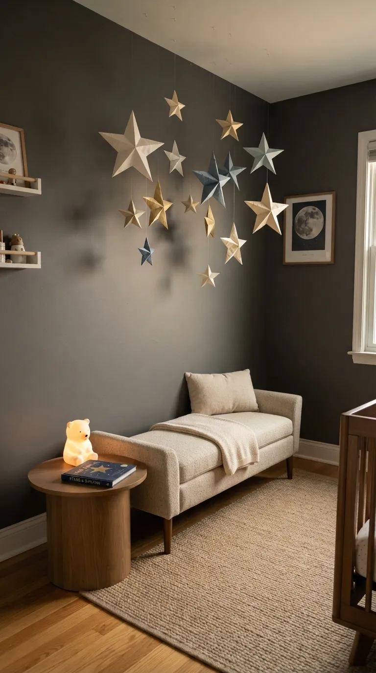 nursery wall decor ideas Hanging Paper Stars