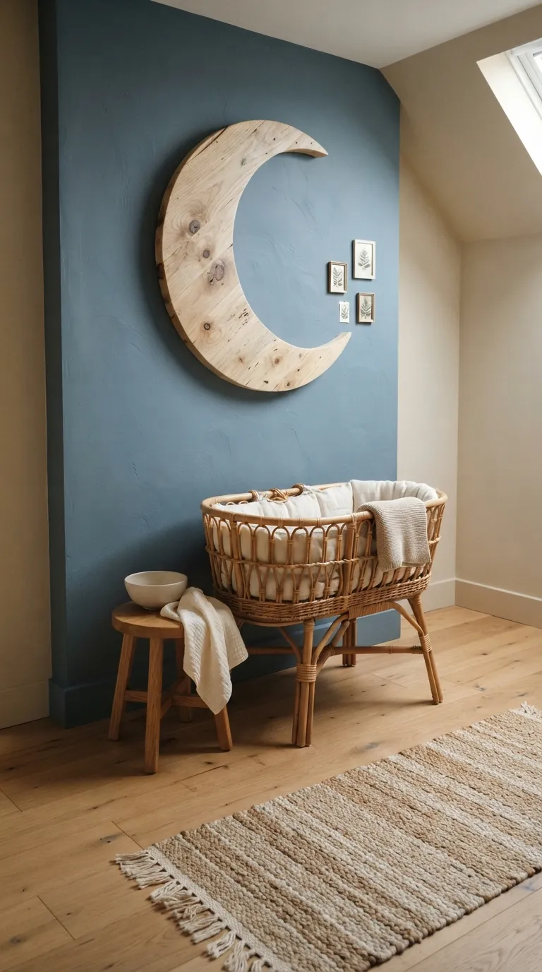 nursery wall decor ideas Oversized Wooden Moon