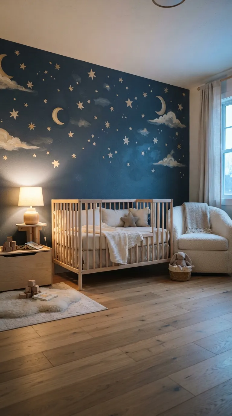 nursery wall decor ideas Starry Night Mural