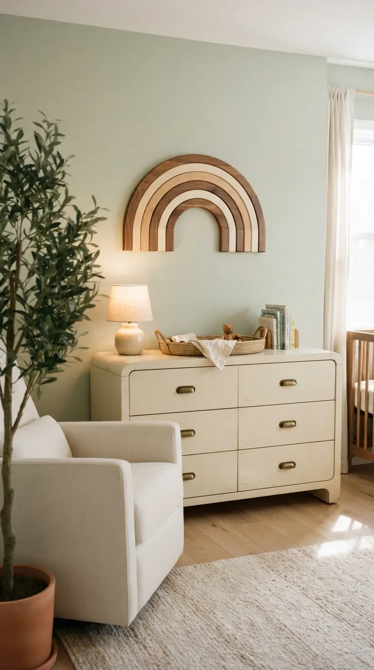 nursery wall decor ideas Wooden Rainbow Arch